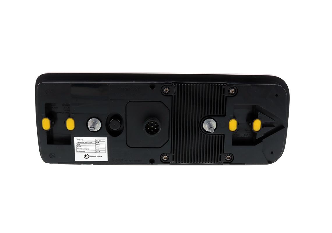 Fanale posteriore LED GLOWING Sinistro 24V, connettori aggiuntivi, triangolo catarifrangente BLACK EDITION
